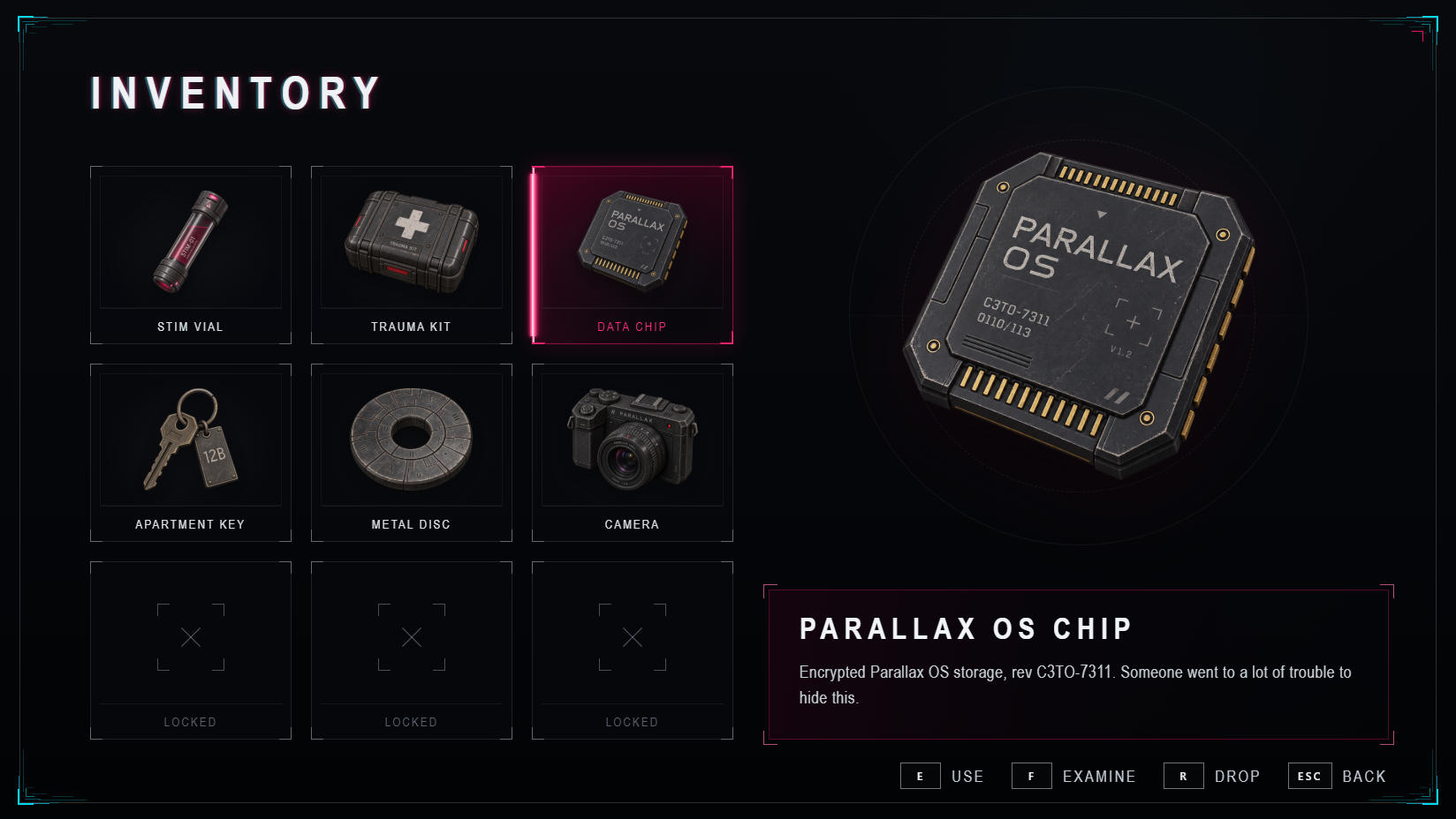 Final inventory screen