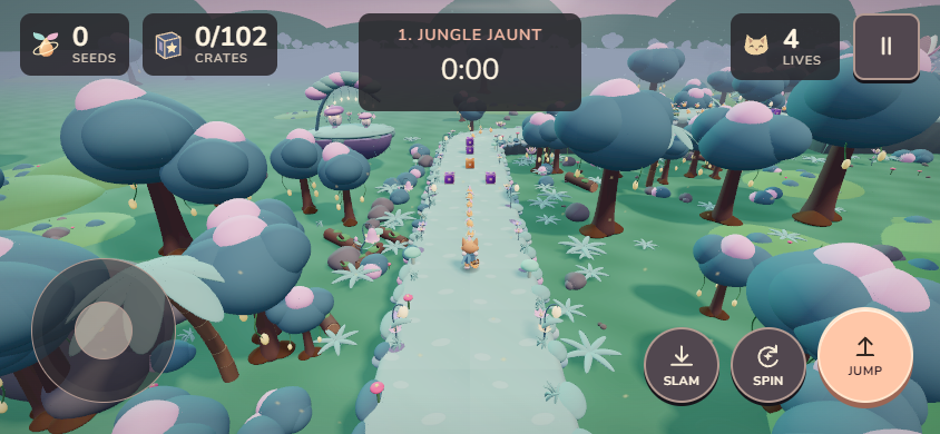 Pawsitive game and HUD at 844 by 390 pixels on Phone landscape.