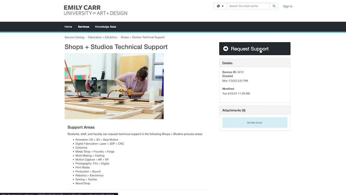 Studio service page listing supported areas