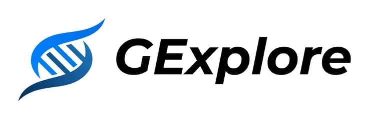 The GExplore wordmark: a stylised C. elegans curve doubling as a DNA strand, beside the word GExplore.